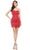 Colors Dress 2424 - Lace Up Back Mesh Cocktail Dress Special Occasion Dress 0 / Red