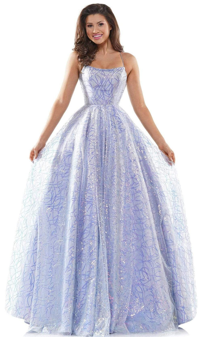 Colors Dress - 2437 Spaghetti Strap Glitter Ballgown Prom Dresses 0 / Cloud Blue