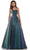 Colors Dress - 2437 Spaghetti Strap Glitter Ballgown Prom Dresses 0 / Green Black