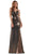 Colors Dress - 2635 V-Neck Metallic Jersey Gown Prom Dresses 0 / Gold