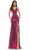 Colors Dress - 2635 V-Neck Metallic Jersey Gown Prom Dresses 0 / Magenta