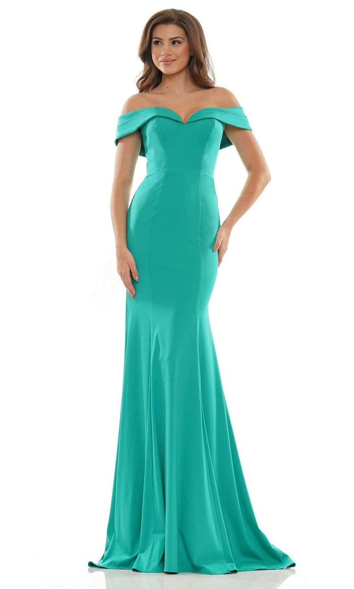 Colors Dress - 2692 Off Shoulder Mermaid Gown Special Occasion Dress 0 / Emerald