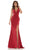 Colors Dress - 2694 Ruched High Slit Mermaid Gown Prom Dresses 0 / Wine