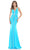 Colors Dress - 2696 Jewel Trimmed V-Neck Gown Prom Dresses 0 / Turquoise