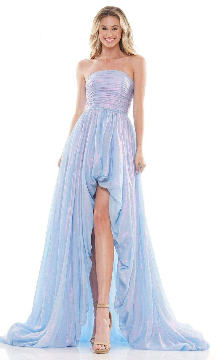 Colors Dress - 2748 Strapless Ruched High Low Dress Prom Dresses 0 / Blue Multi