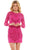 Colors Dress 2808 - Beaded Long Sleeve Cocktail Dress Special Occasion Dress 0 / Hot Pink