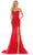 Colors Dress 2884 - Floral Appliqued Strapless Gown Evening Dresses 0 / Red