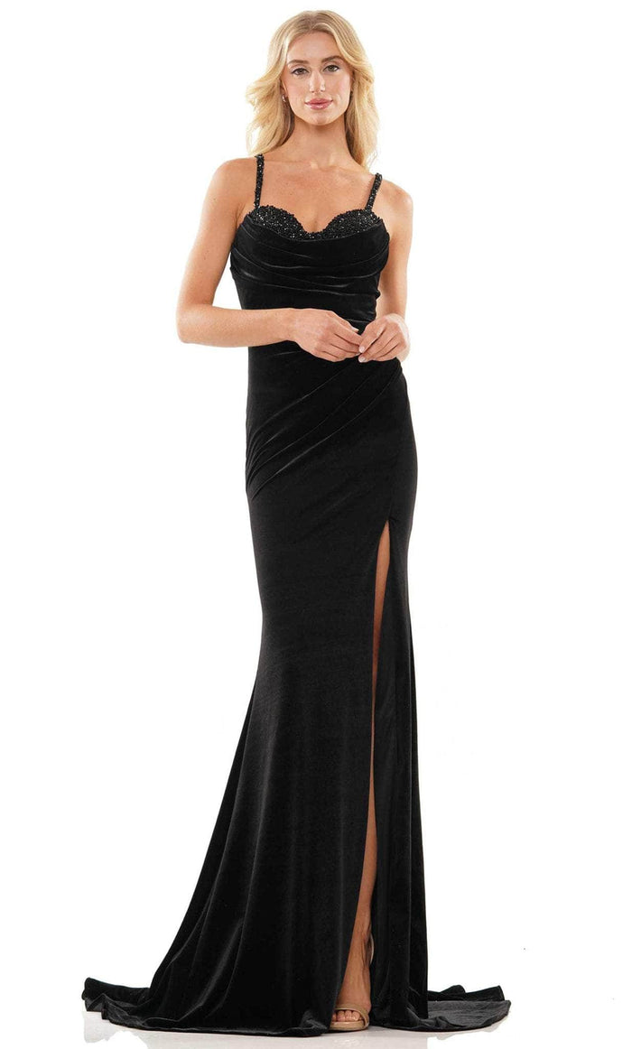 Colors Dress 2885 - Sleeveless Velvet Prom Dress Special Occasion Dress 0 / Black
