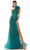 Colors Dress 2916 - Feather Off Shoulder Prom Gown Pageant Dresses 00 / Deep Green