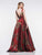 Colors Dress - Deep V-neck Print Mikado Ballgown 2179 - 1 pc Wine In Size 18 Available CCSALE 18 / Wine