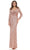 Colors Dress - G1042SL Long Sleeve Stripe Sequin Gown Special Occasion Dress 2 / Rose Gold
