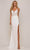 Colors Dress G1086 - Embroidered Lace Sheath Slit Dress Special Occasion Dress 0 / Off White