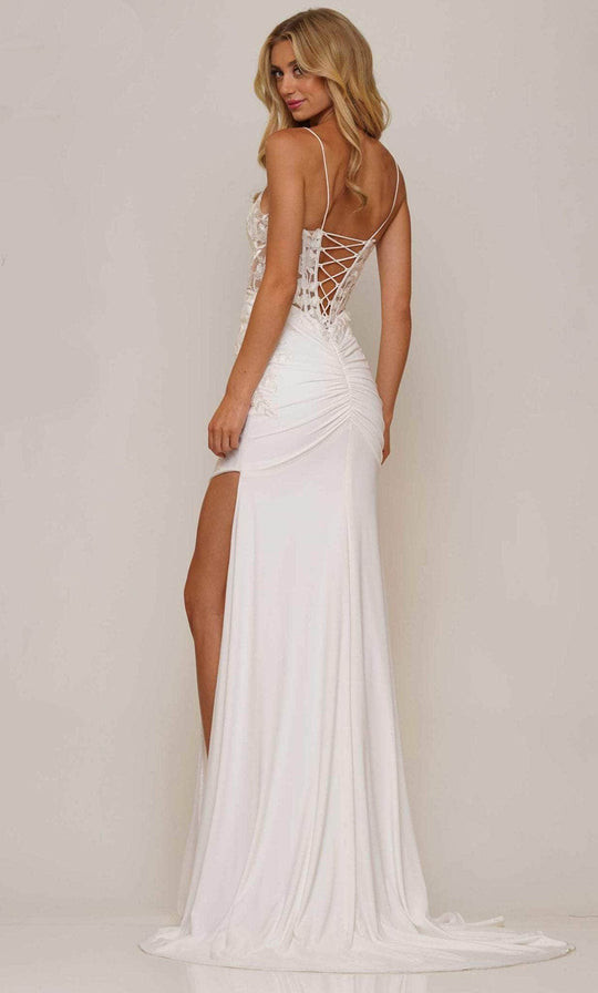 Colors Dress G1086 - Embroidered Lace Sheath Slit Dress