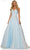 Colors Dress G1098 - Pleated V-Neck Prom Gown Prom Dresses 2 / Light Blue