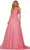 Colors Dress G1098 - Pleated V-Neck Prom Gown Prom Dresses 2 / Pink