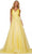 Colors Dress G1098 - Pleated V-Neck Prom Gown Prom Dresses 2 / Yellow