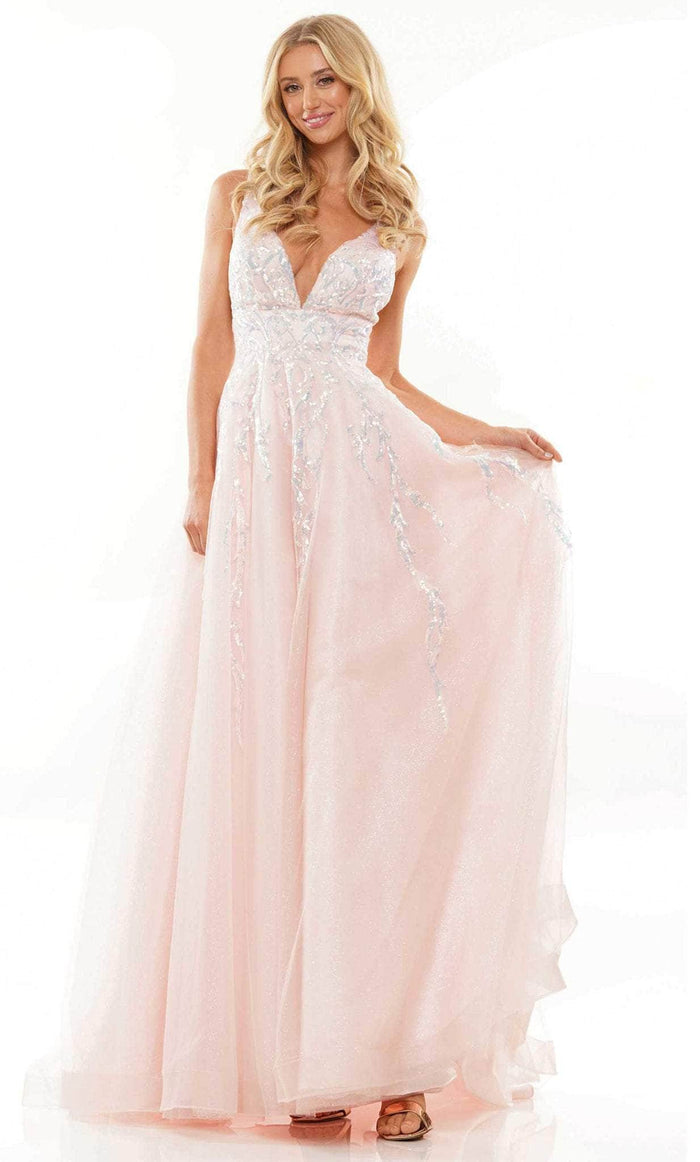 Colors Dress G1103 - Sequined Tulle Prom Dress Prom Dresses 2 / Baby Pink