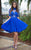 Colors Dress High Neck Lace Illusion Dress CCSALE 12 / Royal Blue
