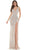 Colors Dress K110 - Beaded Deep V-Neck Prom Dress Special Occasion Dress 0 / Nude