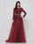 Colors Dress - Lace Sheath Long Sleeve Gown with Overskirt 1830SL CCSALE 10 / Burgundy