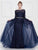 Colors Dress - Lace Sheath Long Sleeve Gown with Overskirt 1830SL CCSALE 18 / Navy
