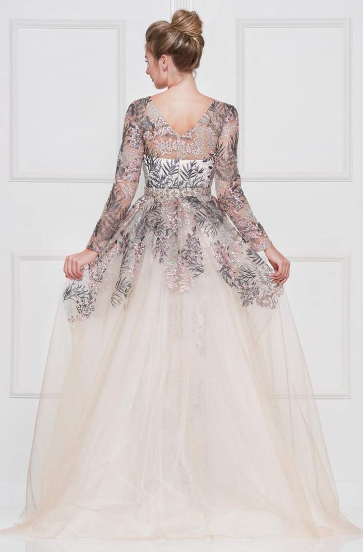3/4 sleeve overskirt banded dress main image 0