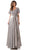 Colors Dress M316 - Sequined V-Neck Taffeta Formal Gown Mother of the Bride Dresses 4 / Grey
