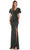 Colors Dress M318 - Sequined Ruched V-Neck Formal Gown Mother of the Bride Dresses 4 / Deep Green