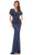Colors Dress M318 - Sequined Ruched V-Neck Formal Gown Mother of the Bride Dresses 4 / Navy