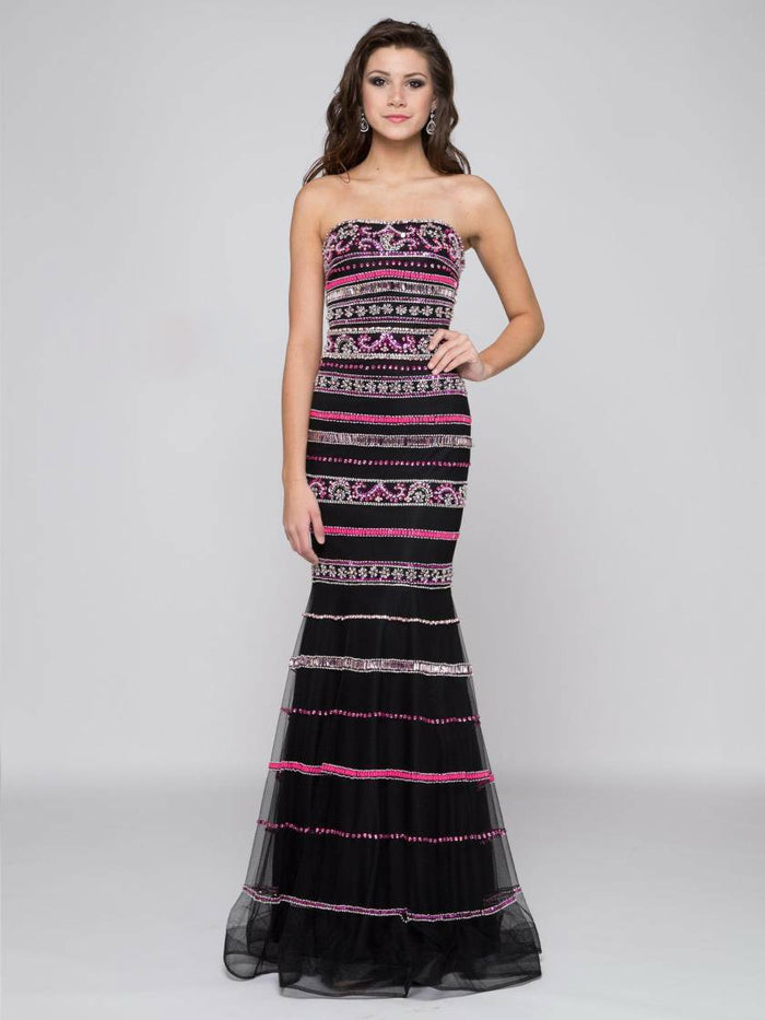 Colors Dress - Strapless Straight Across Trumpet Dress 1725 - 1 pc Black In Size 4 Available CCSALE 4 / Black