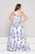 Colors Dress Two Piece Asymmetric Floral Evening Dress 1836 CCSALE 2 / Royal & White