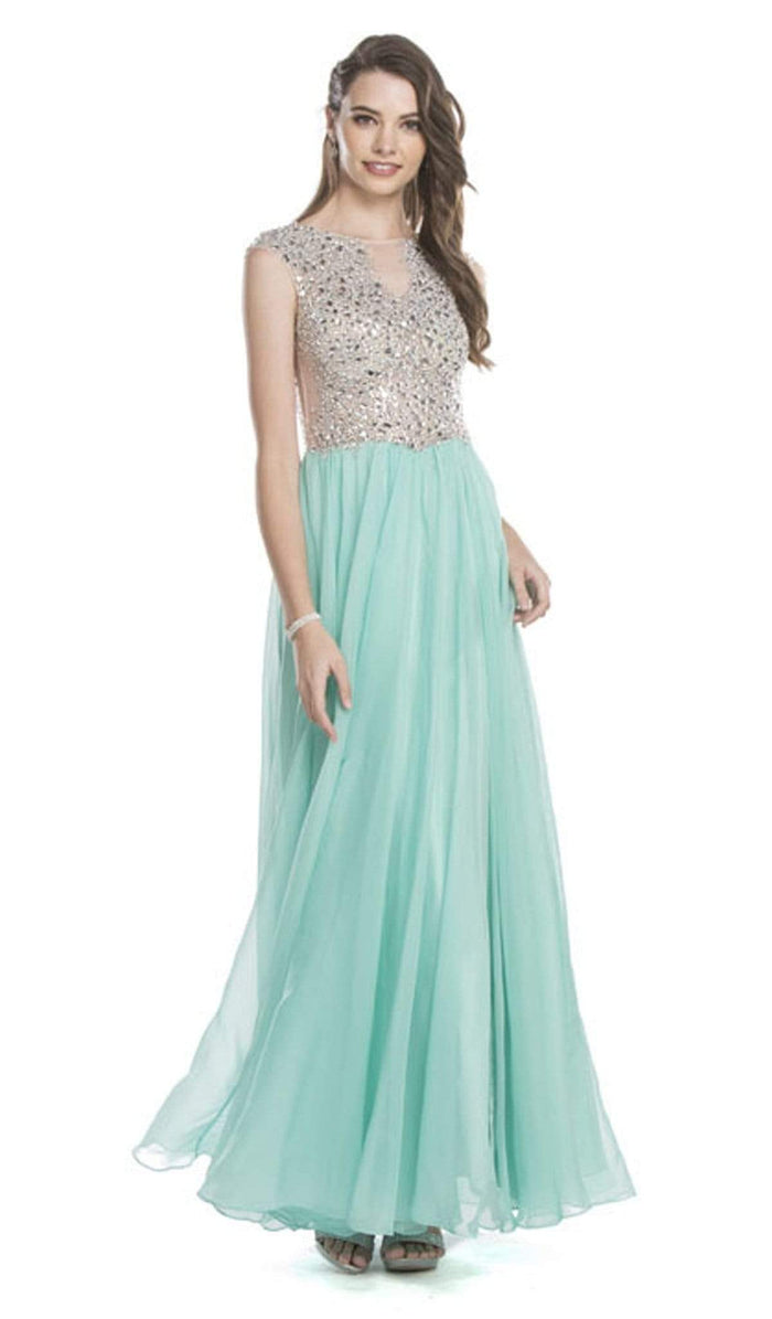 Crystal Embellished A-Line Evening Dress Prom Dresses XXS / Mint