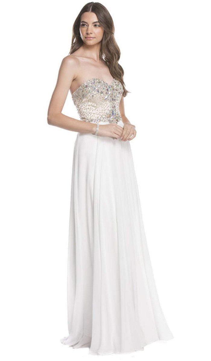 Crystal Embellished Evening A-Line Dress Prom Dresses XXS / Off White