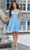 Damas 9611 - V-Neck Floral Glitter Cocktail Dress Cocktail Dresses 00 / French Blue