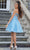 Damas 9611 - V-Neck Floral Glitter Cocktail Dress Cocktail Dresses