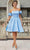 Damas 9612 - Detachable Sleeve Satin Cocktail Dress Cocktail Dresses 00 / French Blue