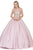 Dancing Queen - 1101 Gold Embroidered Illusion Neck Formal Ball Gown Quinceanera Dresses XS / Dusty Pink