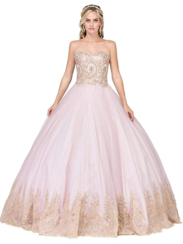 Dancing Queen - 1115 Bead Embellished Sweetheart Formal Ball Gown Sweet 16 Dresses XS / Dusty Pink