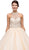 Dancing Queen - 1136 Illusion Halter Beaded Quinceanera Gown Quinceanera Dresses M / Champagne