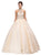 Dancing Queen - 1136 Illusion Halter Beaded Quinceanera Gown Quinceanera Dresses XS / Champagne