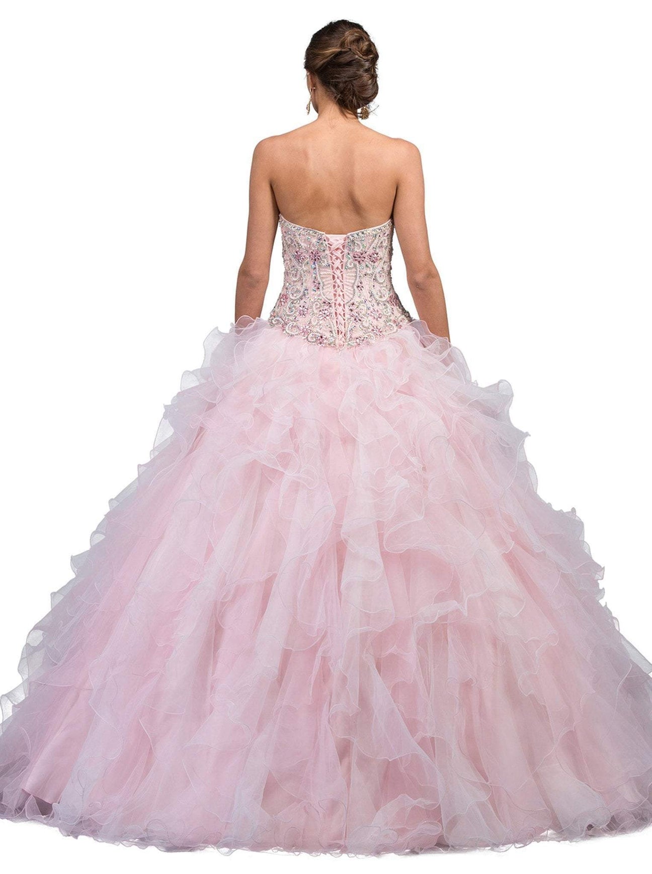 Glamorous Lilac Beaded Applique Off-Shoulder Sweetheart Ruffled Quinceanera Sweet 15 Ball Gown DP7193