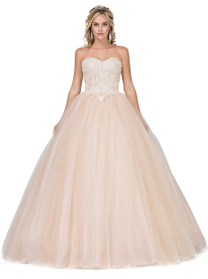 Dancing Queen - 1323 Beaded Embroidered Quinceanera Dress Special Occasion Dress XS / Champagne