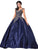 Dancing Queen - 1344 Cap Sleeve Floral Gilt-Appliqued Ballgown Special Occasion Dress XS / Navy