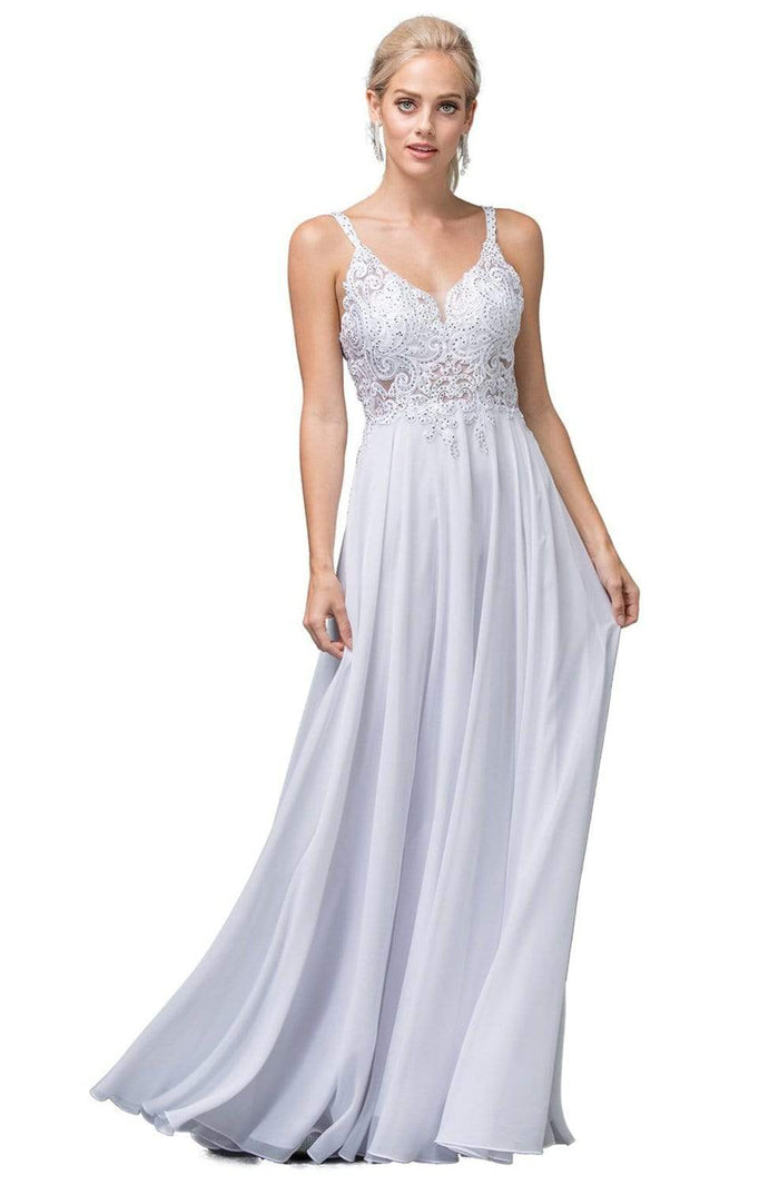 Dancing Queen - 142 Embellished V-Neck A-Line Wedding Gown Wedding Dresses XS / White