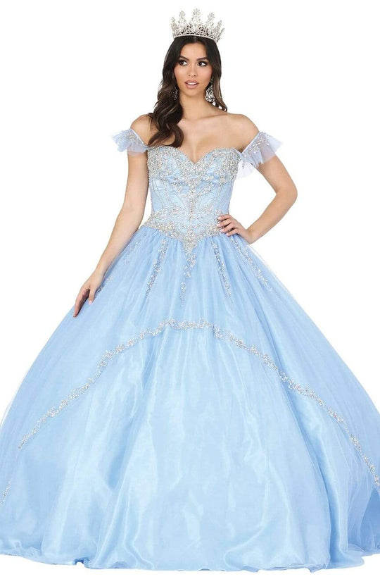 Dancing Queen - 1434 Bejeweled Off Shoulder Ballgown