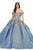 Dancing Queen - 1504 Embroidered Off-Shoulder Pleated Ballgown Quinceanera Dresses XS / Blue