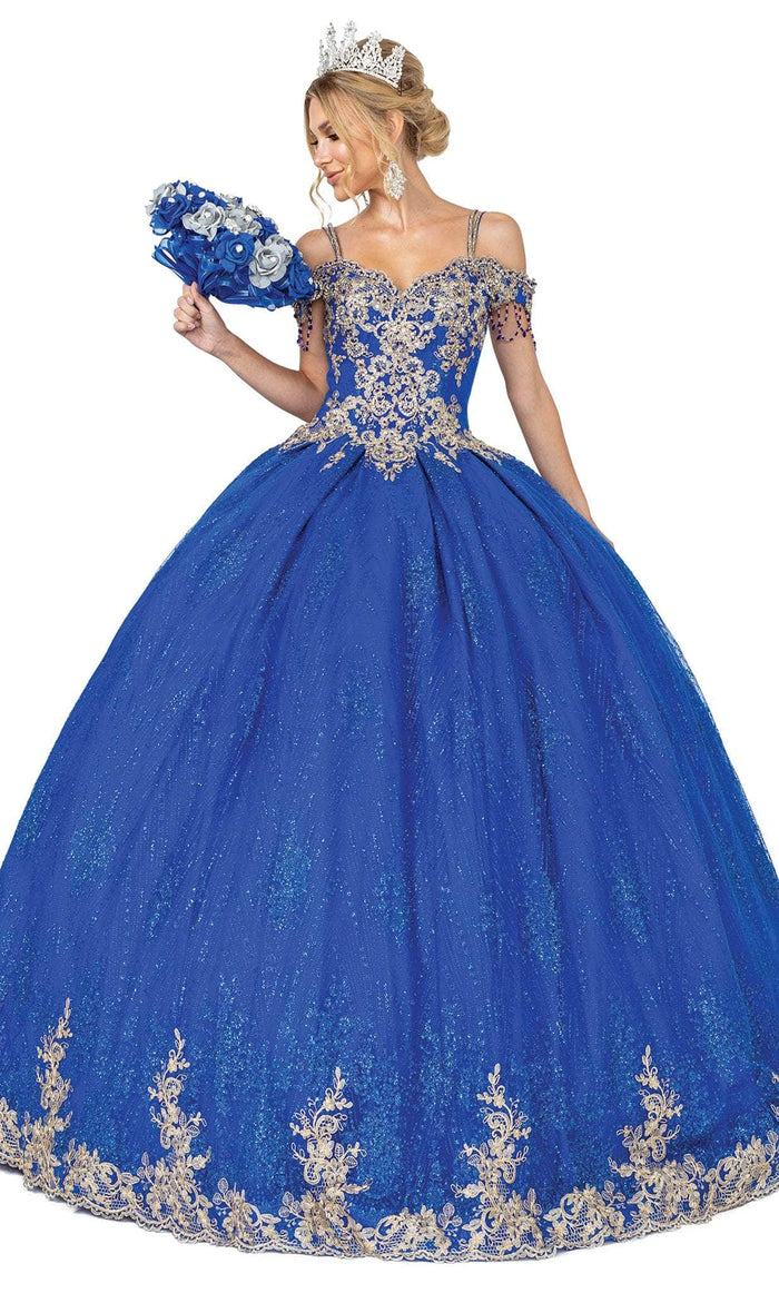 Dancing Queen 1509 - Scalloped Lace Quinceanera Ballgown Ball Gowns XS / Royal Blue