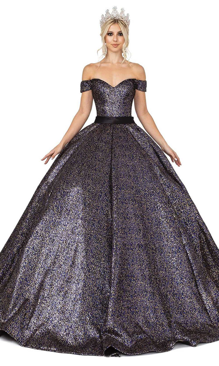Dancing Queen - 1554 Strapless Metallic Ballgown Special Occasion Dress XS / Black/Multi