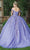 Dancing Queen - 1574 Floral Applique Off Shoulder Ballgown With Train Quinceanera Dresses