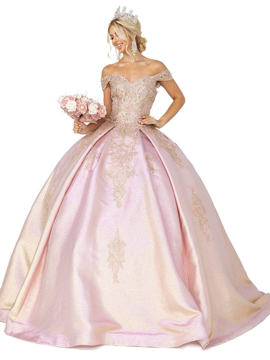 Dancing Queen - 1585 Jeweled Lace Metallic Gown